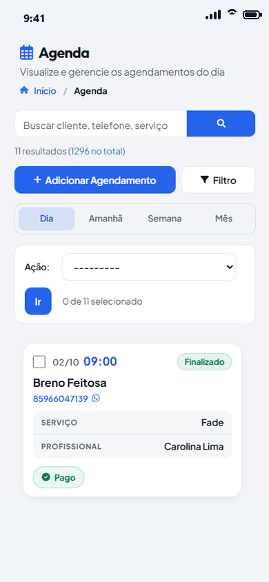 Agenda do dia no celular